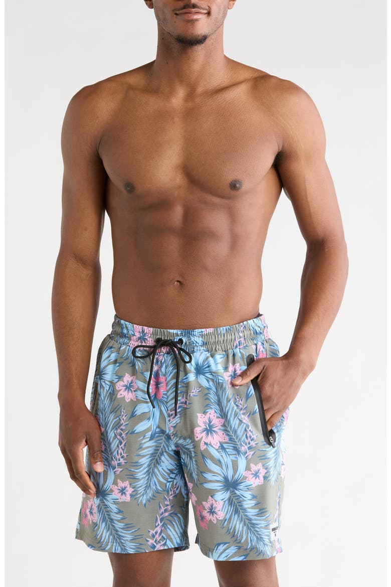 Futura Volley Swim Shorts, Main, color, OLIVE/ KHAKI
