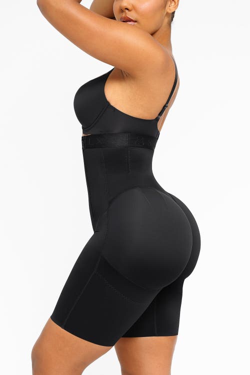 Shapellx Postpartum Side Zipper Support Shorts In Onyx Black