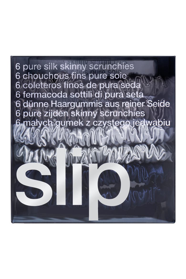 Pure Silk 6-Pack Skinny Scrunchies, Alternate, color, MIDNIGHT