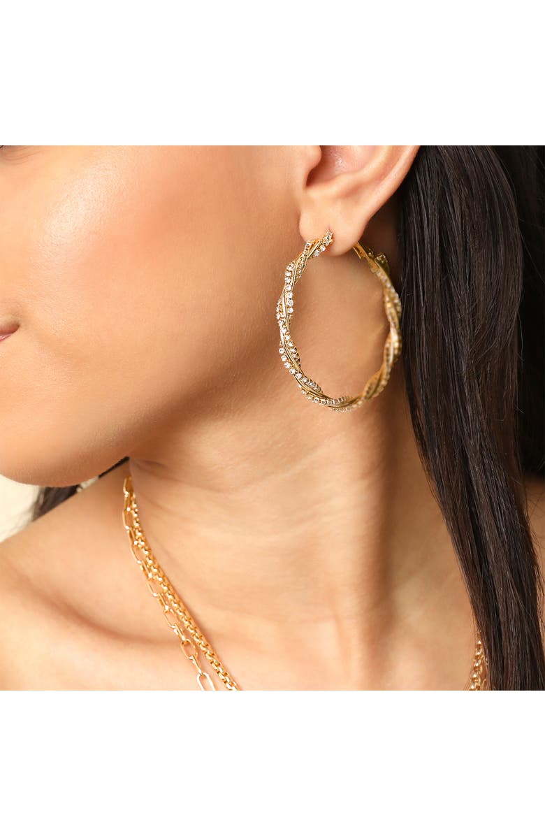 Jessica Simpson Spiral Hoop Gold-Tone Twisted Earrings, Alternate, color, Gold