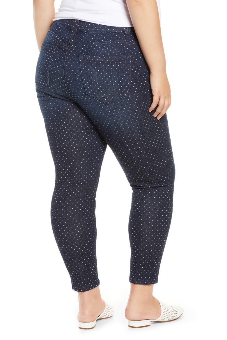 Ab-Solution Dot Pattern Ankle Skinny Jeans (Nordstrom Exclusive), Alternate, color, INDIGO