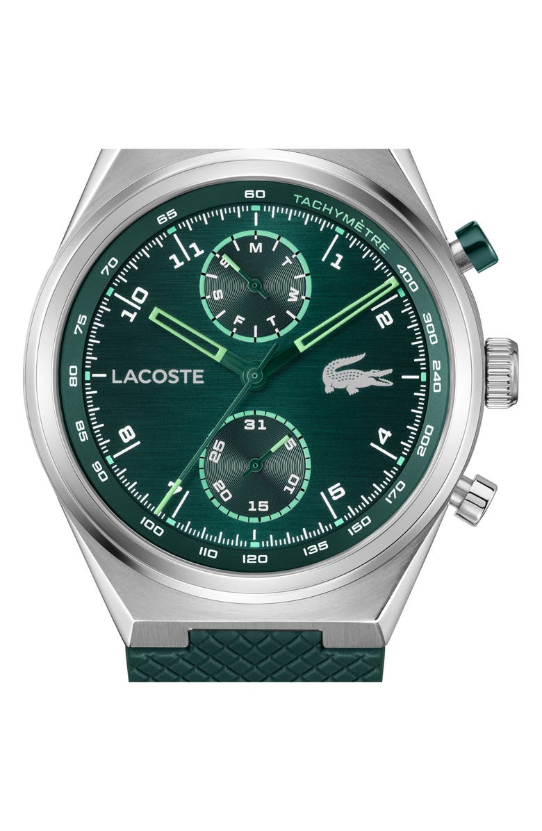 Lacoste Line Racer Green Multifunction Silicone Strap Watch, 43mm, Alternate, color, 