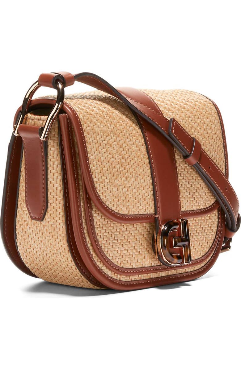 Cole Haan Mini Essentials Straw & Leather Saddle Bag, Alternate, color,