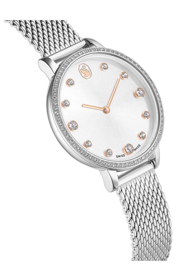 Clarica Mesh Strap Watch, 35mm, Alternate, color, SILVER