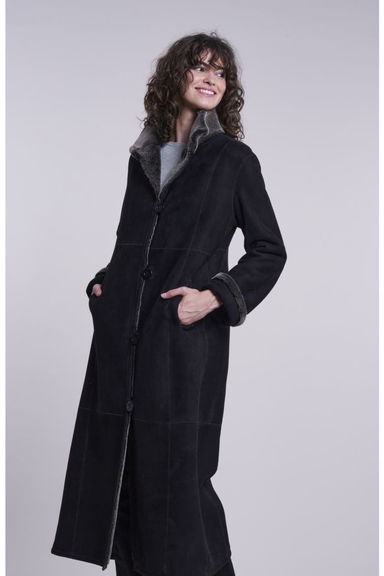 Spanish Merino Shearling Coat, Main, color, Black Snow