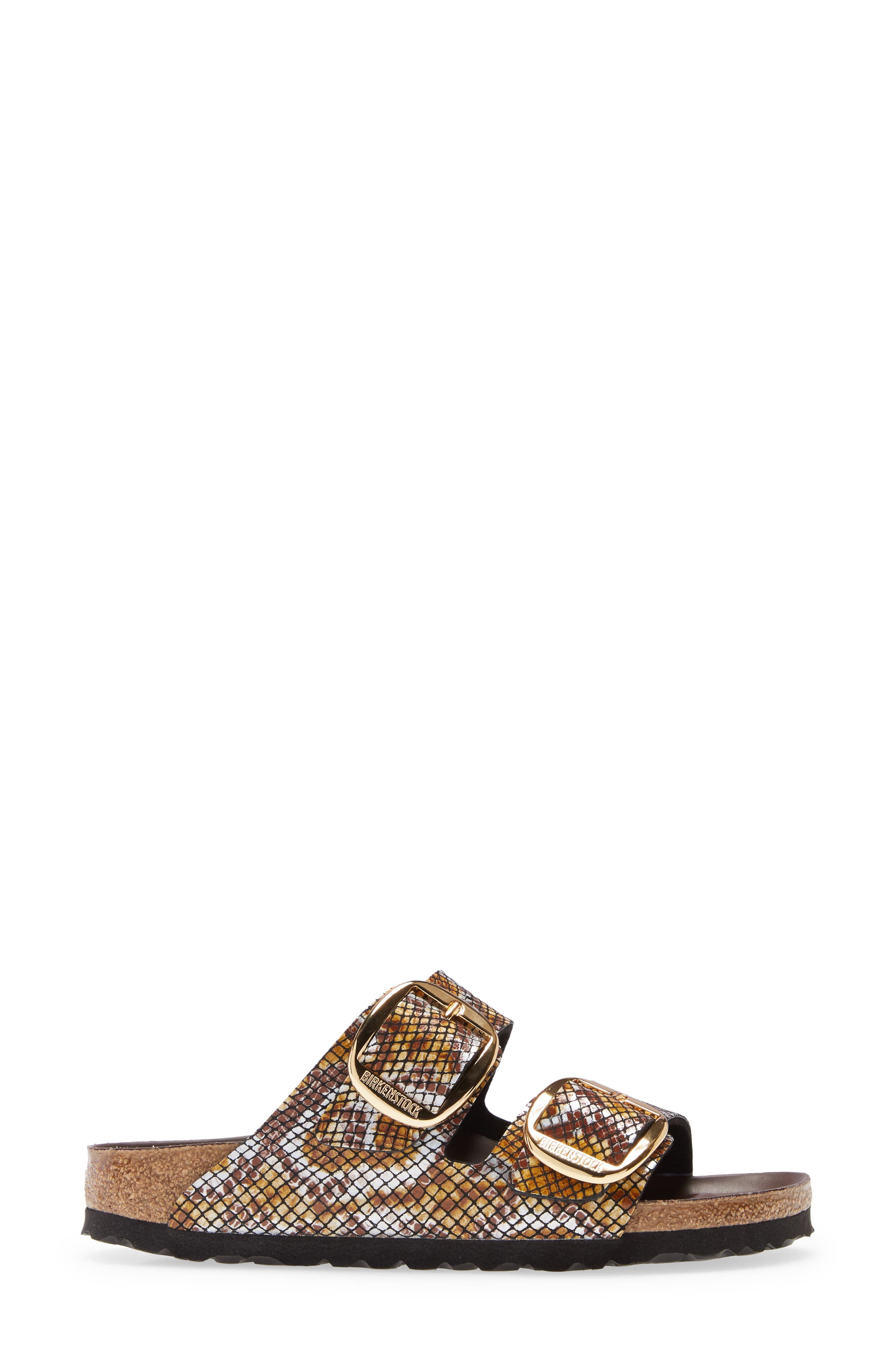 Arizona Big Buckle Slide Sandal, Alternate, color, PYTHON BROWN FABRIC