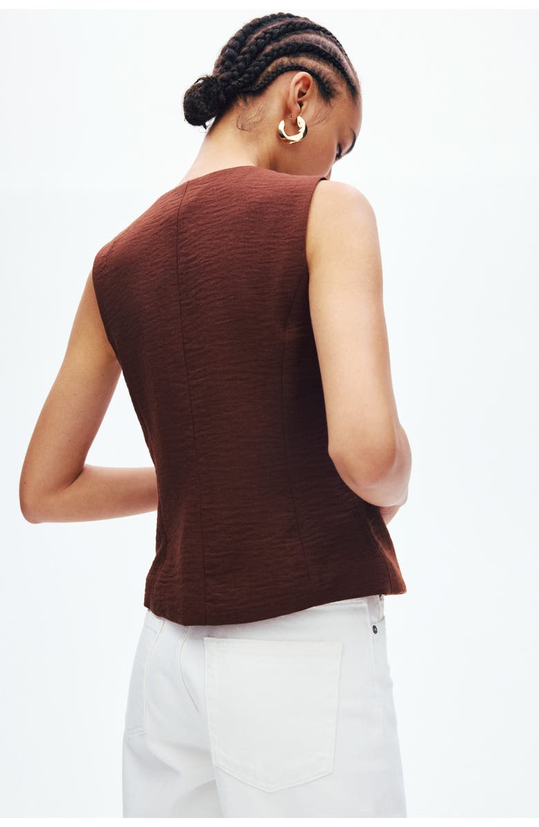 H&M Tie-detail Waistcoat, Alternate, color, Dark Brown