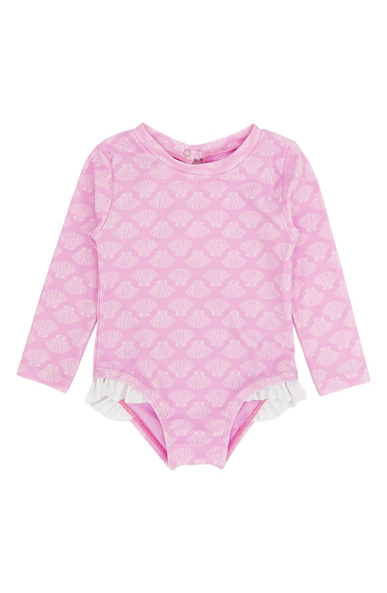 Feather 4 Arrow Kids' Coastal Cutie Long Sleeve UPF 50+ One-Piece Rashguard Swimsuit, Main, color, 