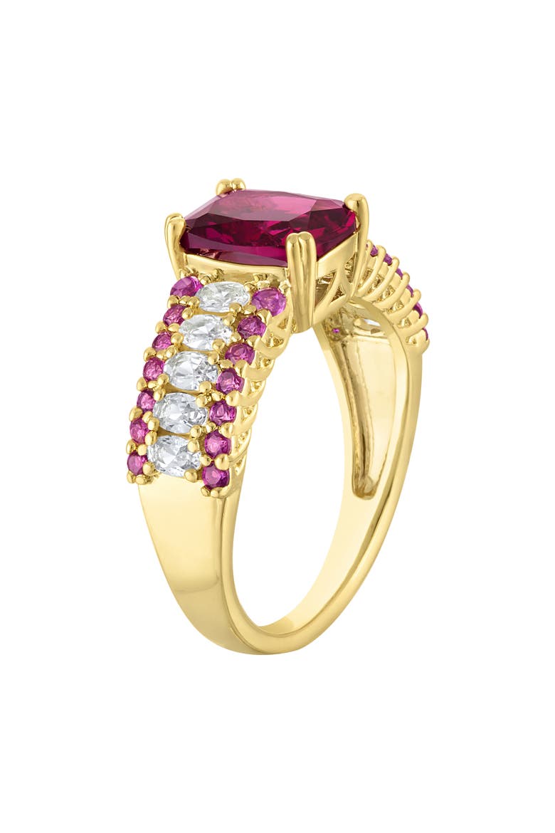 Lab Created Ruby Cushion Ring, Alternate, color, DARK PINK/ GOLD