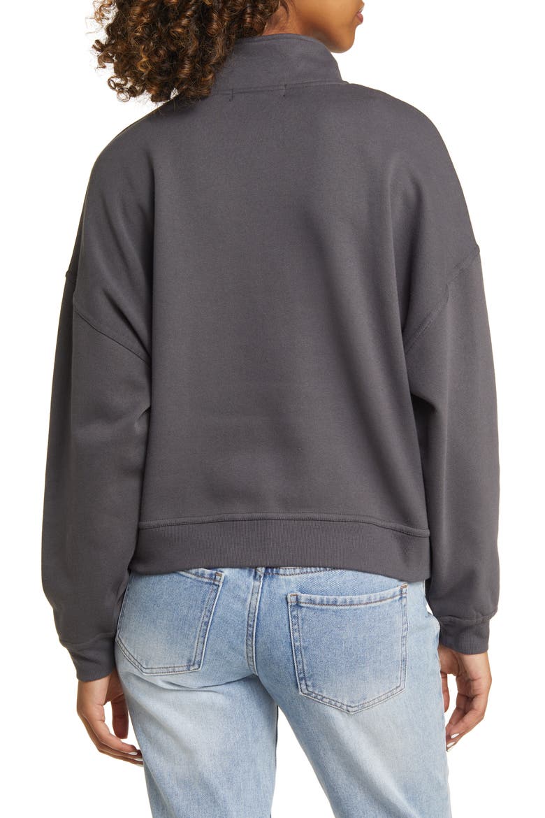 Embroidered Bordeaux Half Zip Pullover, Alternate, color, WASHED BLACK
