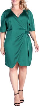 Standards & Practices Rara Buckle Sateen Wrap Dress