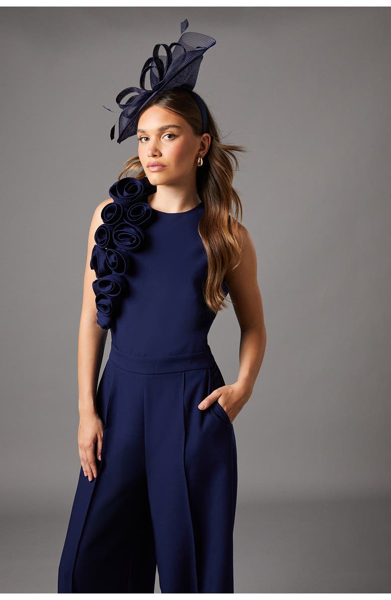 Coast Corsage Detail Pleated Jumpsuit, Alternate, color, Navy