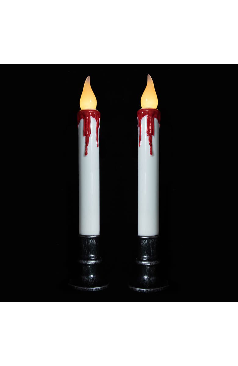 Northlight LED with Timer Dripping Blood Halloween Taper Candles - 9" - Set of 2, Alternate, color, White