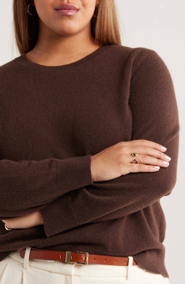 Nordstrom Cashmere Crewneck Sweater, Alternate, color, Brown Coffee