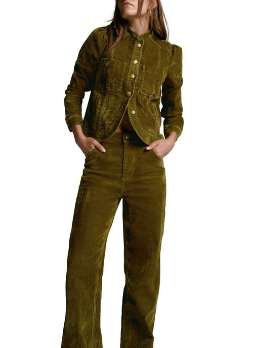 Mint Velvet Puff Shoulder Flocked Jacket In Green