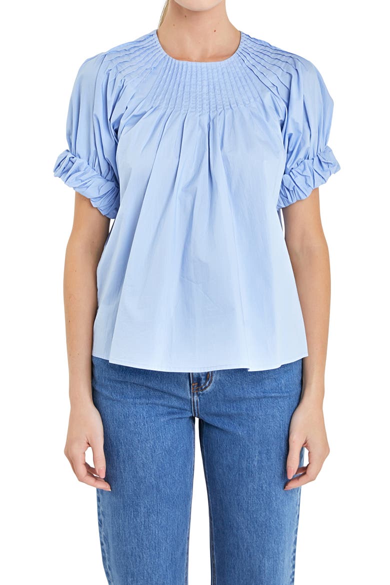 Pintuck Yoke Top, Alternate, color, BLUE