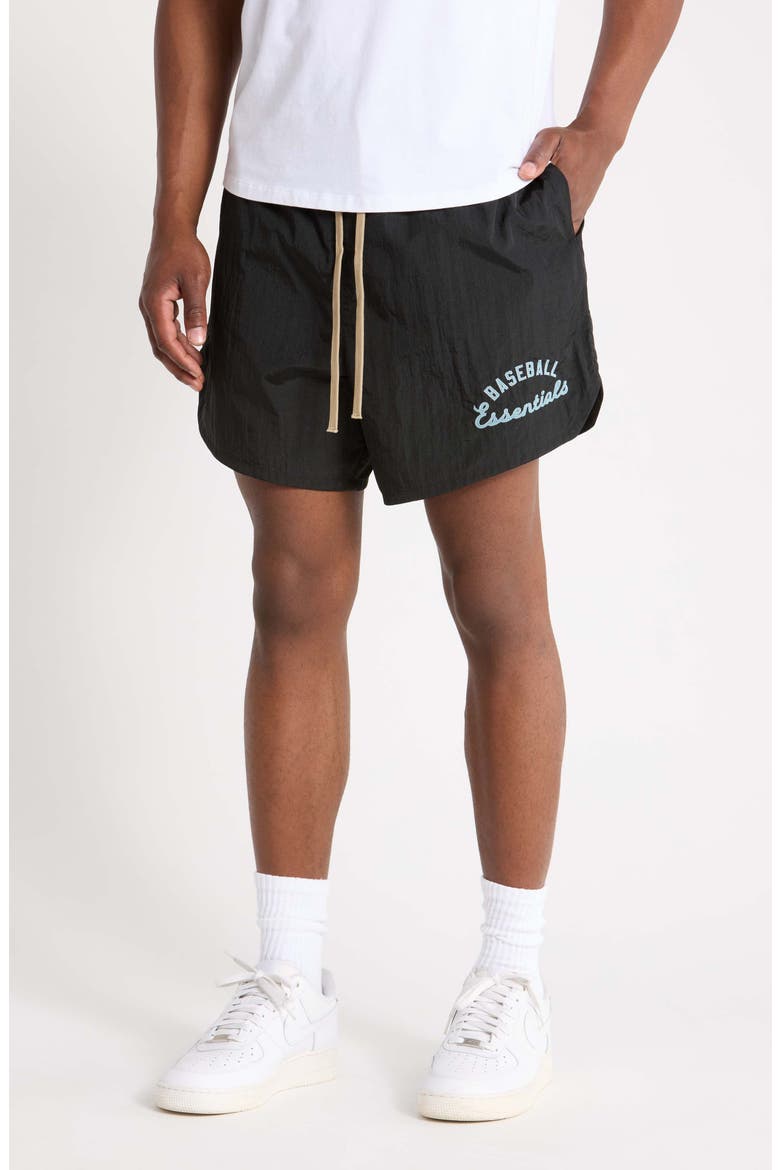 MLB Nylon Gym Shorts, Main, color, BLACK
