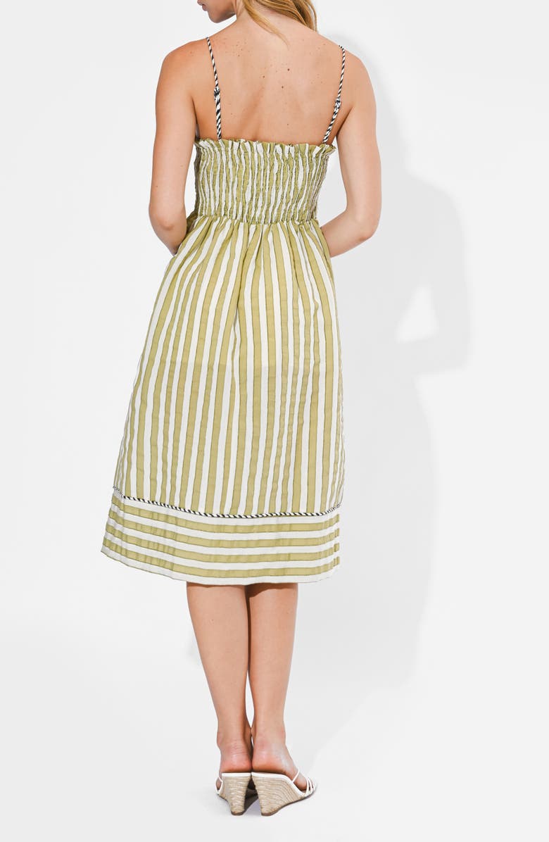 Adelyn Rae Perle Stripe Fit & Flare Midi Dress, Alternate, color, Sage/ Off White