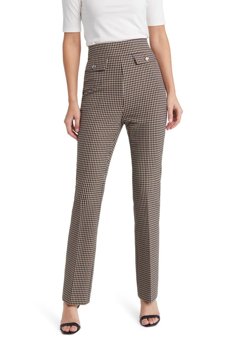 Tubeka Check Print Straight Leg Pants, Main, color, MED BGE