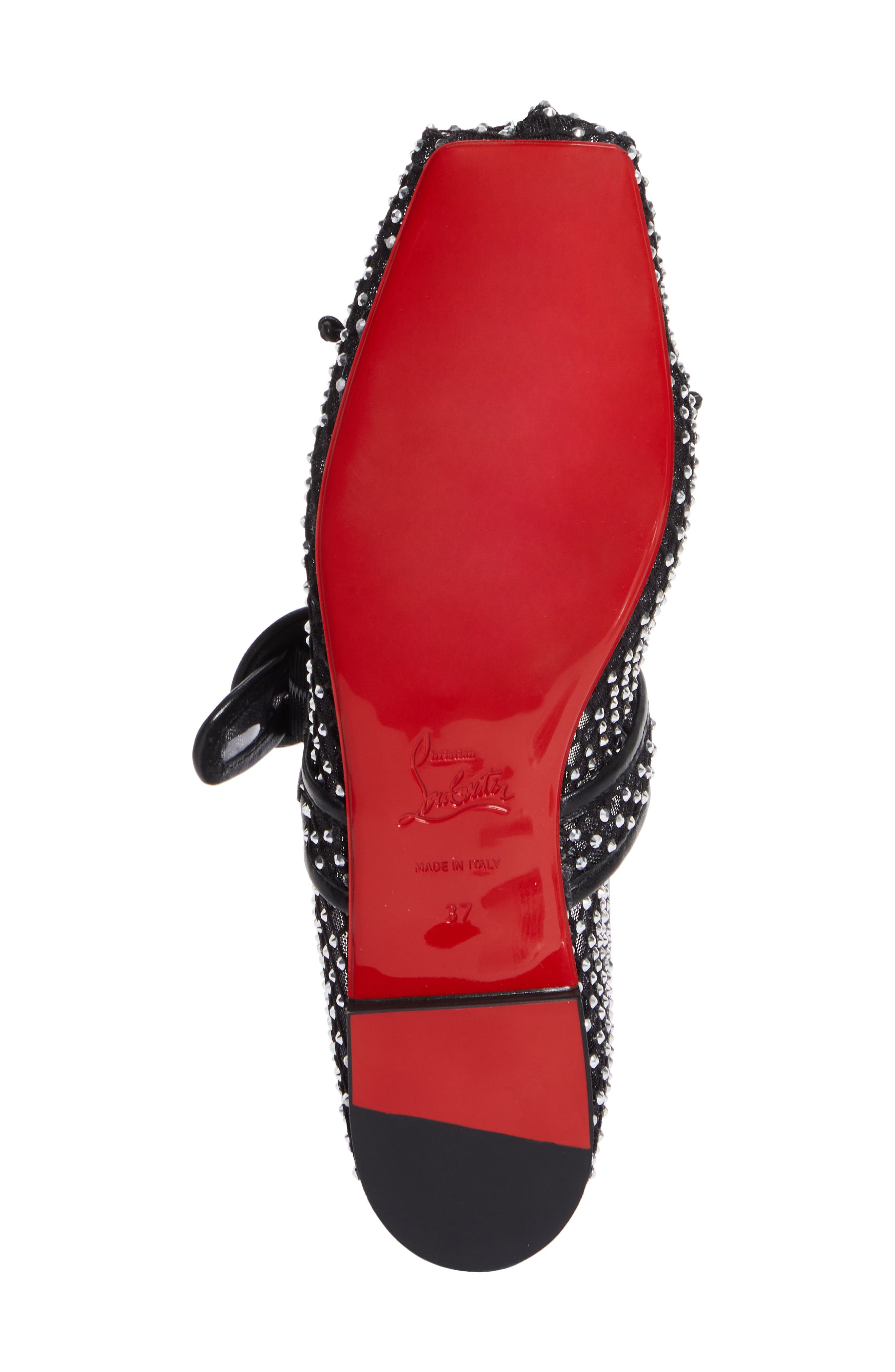 Christian Louboutin Mamastrapitna Crystal Embellished Mesh Flat, Alternate, color, 