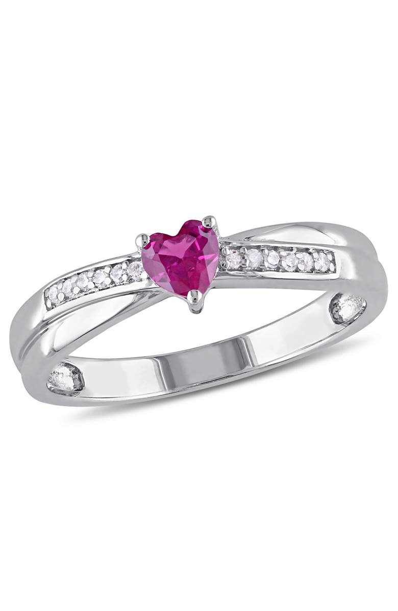 Julianna B. Created Ruby & Diamond Heart Ring, Main, color, Lab-Created Ruby