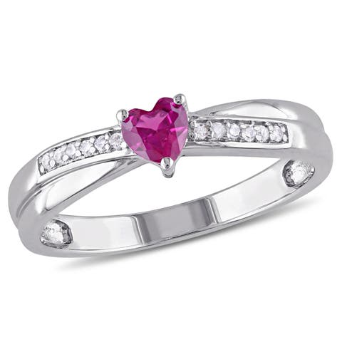 Created Ruby & Diamond Heart Ring
