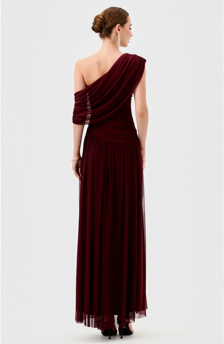 Bariano Macie Draped Maxi, Alternate, color, Mahogany