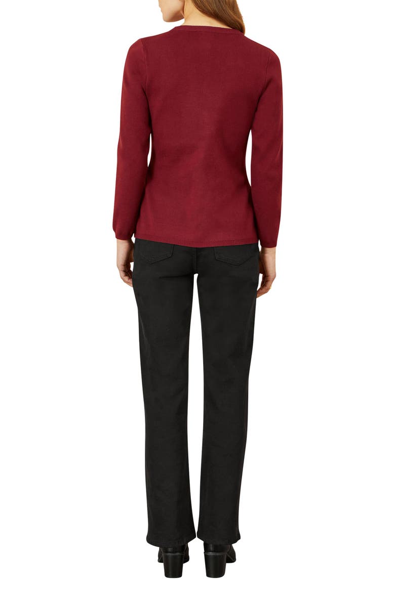 Yumi Chic Peplum Button Up Cardigan, Alternate, color, Burgundy