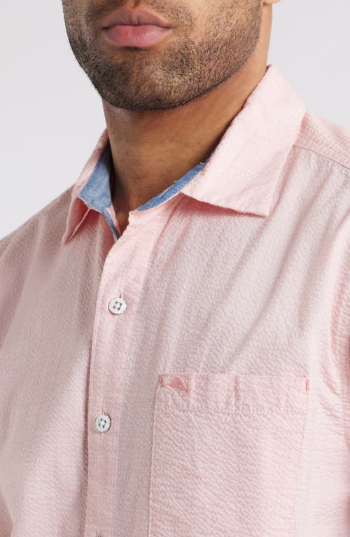 Tommy Bahama Nova Wave Short Sleeve Seersucker Button-up Shirt In Pure Salmon