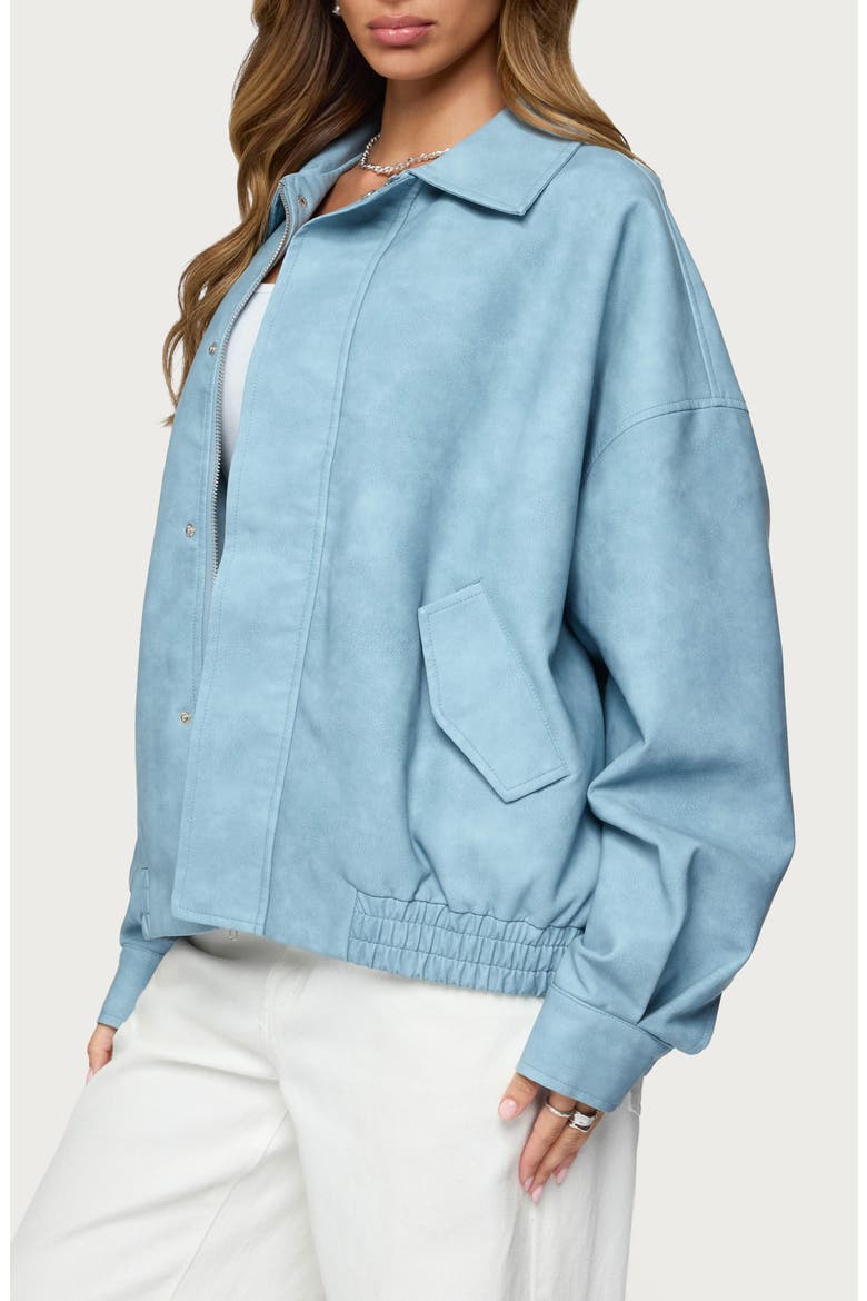 Oversize Faux Leather Jacket, Alternate, color, LIGHT-BLUE-WASHED