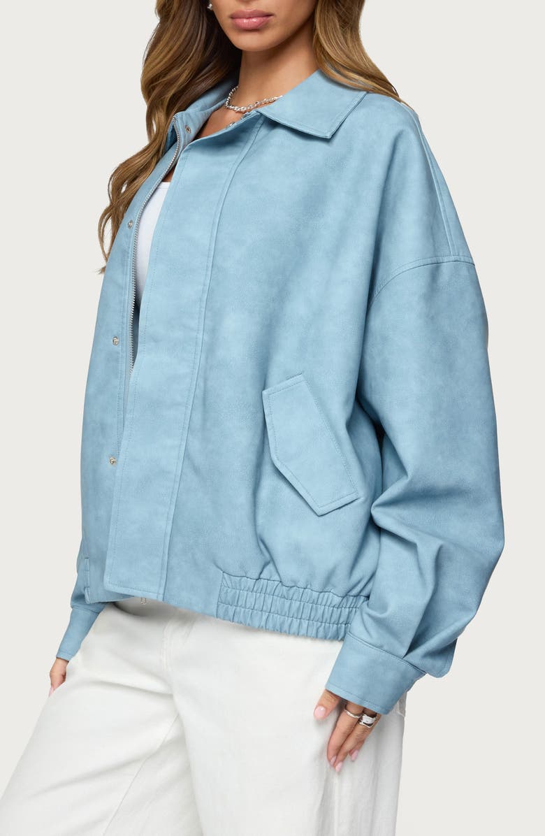 EDIKTED Oversize Faux Leather Jacket, Alternate, color, Light-Blue-Washed