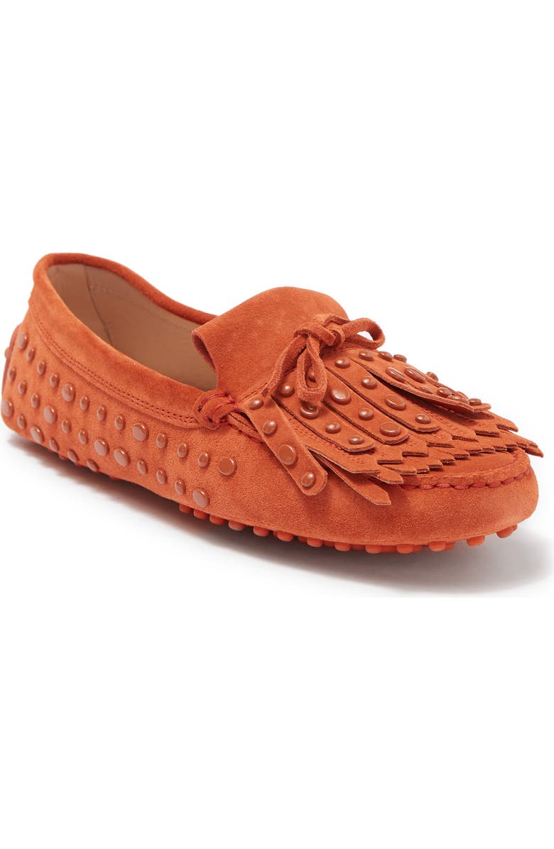 Tod's Kiltie Suede Studded Loafer Driver, Main, color,