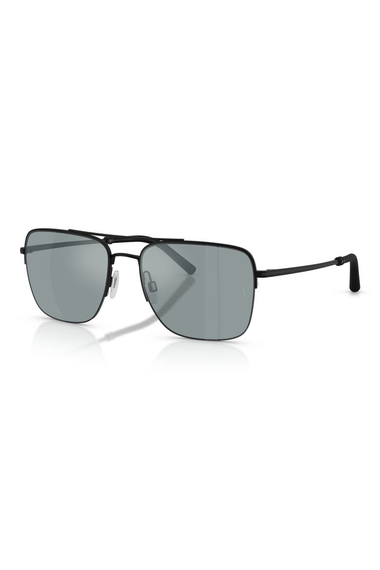 Roger Federer 56mm Polarized Pilot Sunglasses, Alternate, color, MATTE BLACK / BLACK