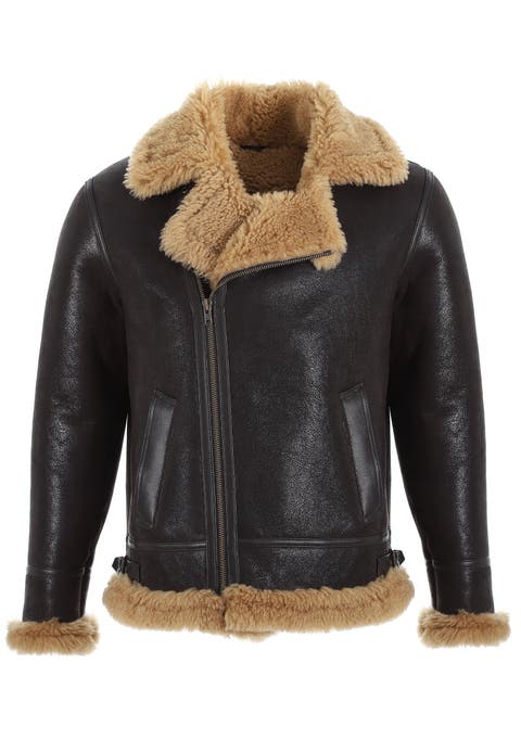 Andrew Grained Leather Shearling Jacket