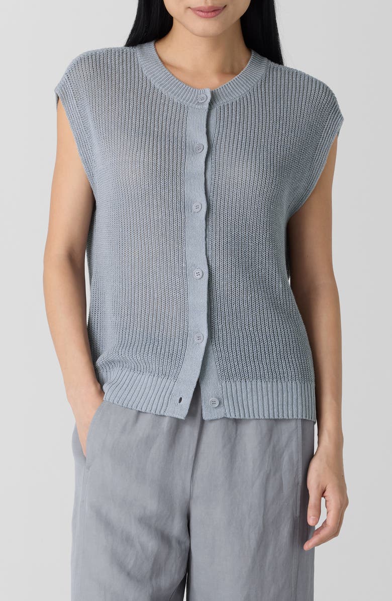Eileen Fisher Organic Linen & Organic Cotton Sweater Vest, Main, color, Greystone