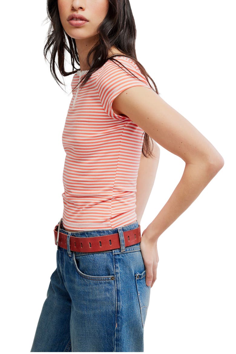 Morning Pages Striped Henley, Alternate, color, CORAL COMBO