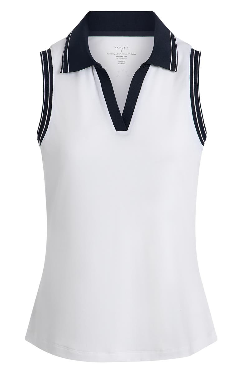 Varley Isaac Performance Polo Tank, Alternate, color, White / Blue Nights