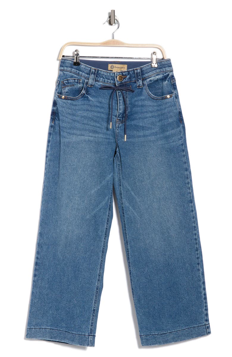 Democracy Drawstring Waist Crop Wide Leg Jeans, Alternate, color, Mid Blue