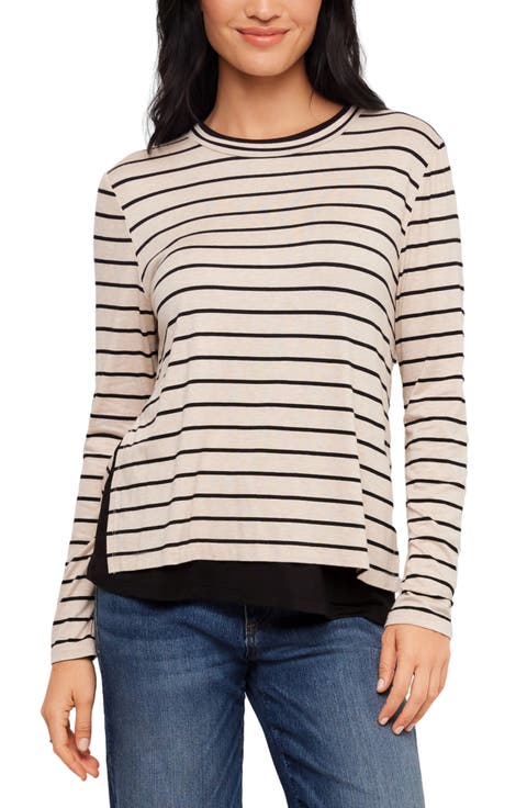 Striped Side Slit Top