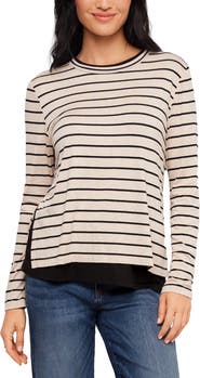 Karen Kane Striped Side Slit Top