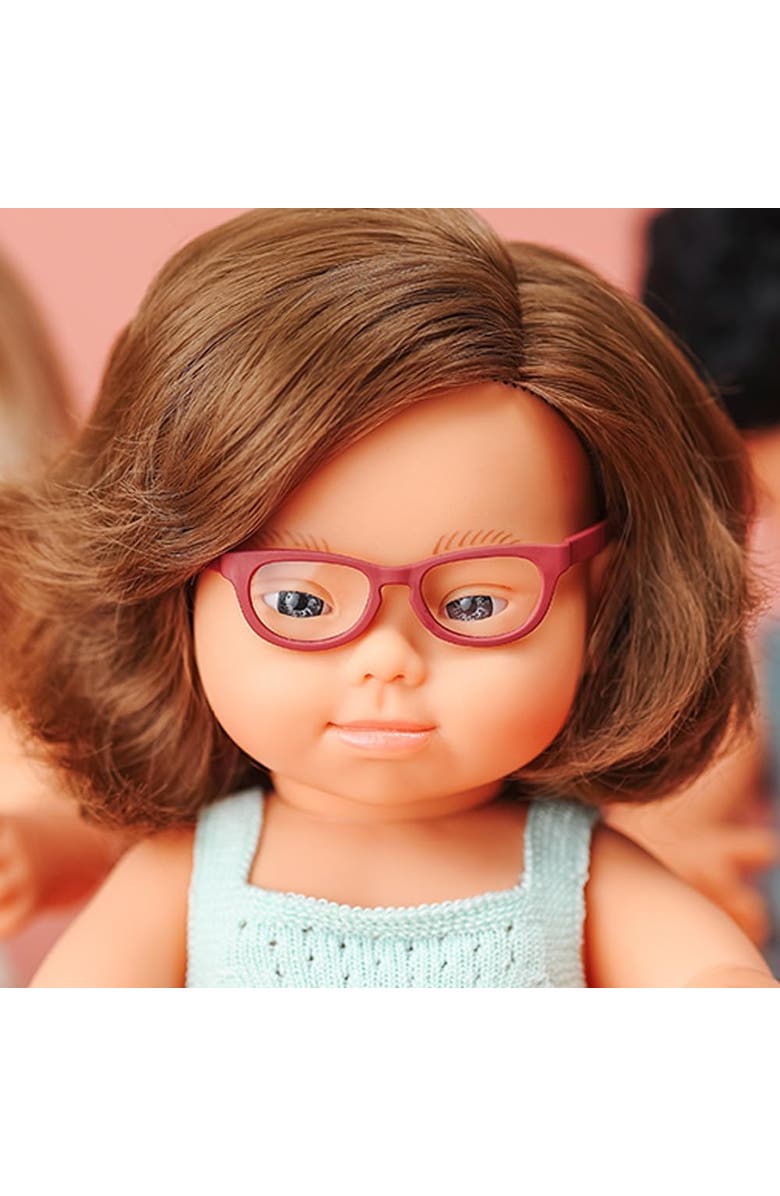 Miniland My Friends and Me Collection Brunette Baby Girl Doll with Down Syndrome and Glasses- 15", Alternate, color, Beige