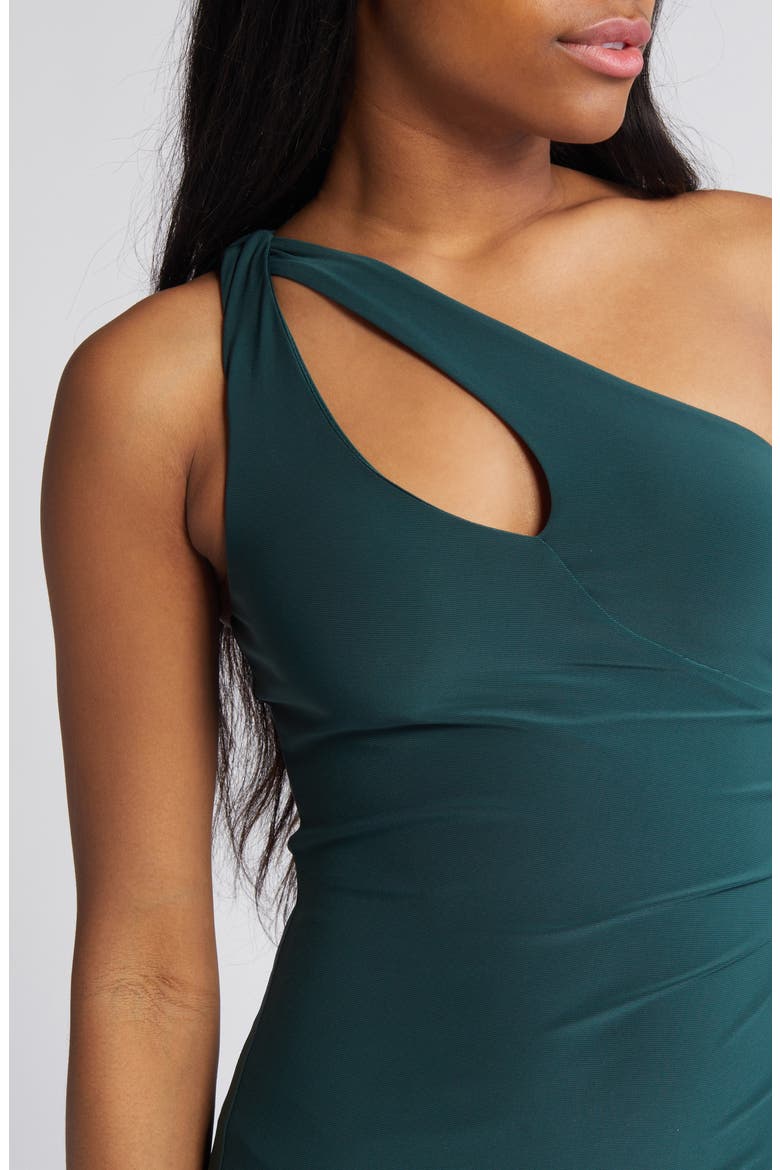 One-Shoulder Side Slit Trumpet Gown, Alternate, color, HUNTER