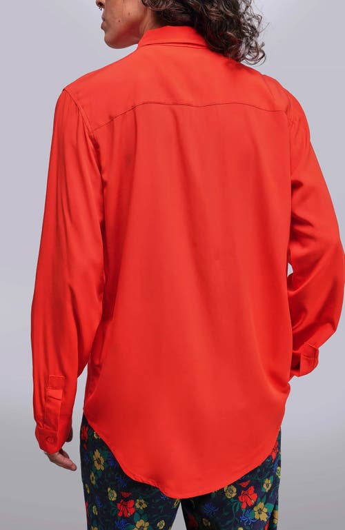 Wildfang The Empower Long Sleeve Bow Button Up In Red