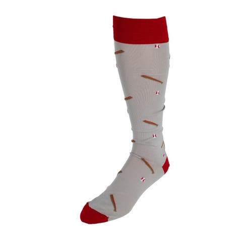 Home Run Baseball & Bat Over The Calf Pima Cotton Novelty Dress Sock (1 Pair)