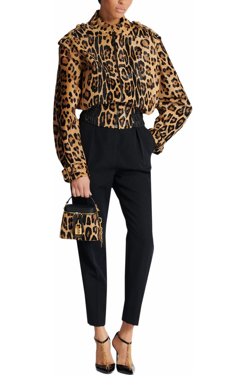 Balmain Pulse Vanity Leopard Print Leather Bag, Alternate, color,