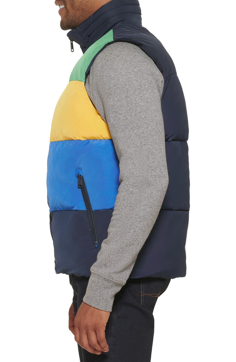 Tommy Hilfiger Water Resistant Colorblock Puffer Vest, Alternate, color, Night/ Black