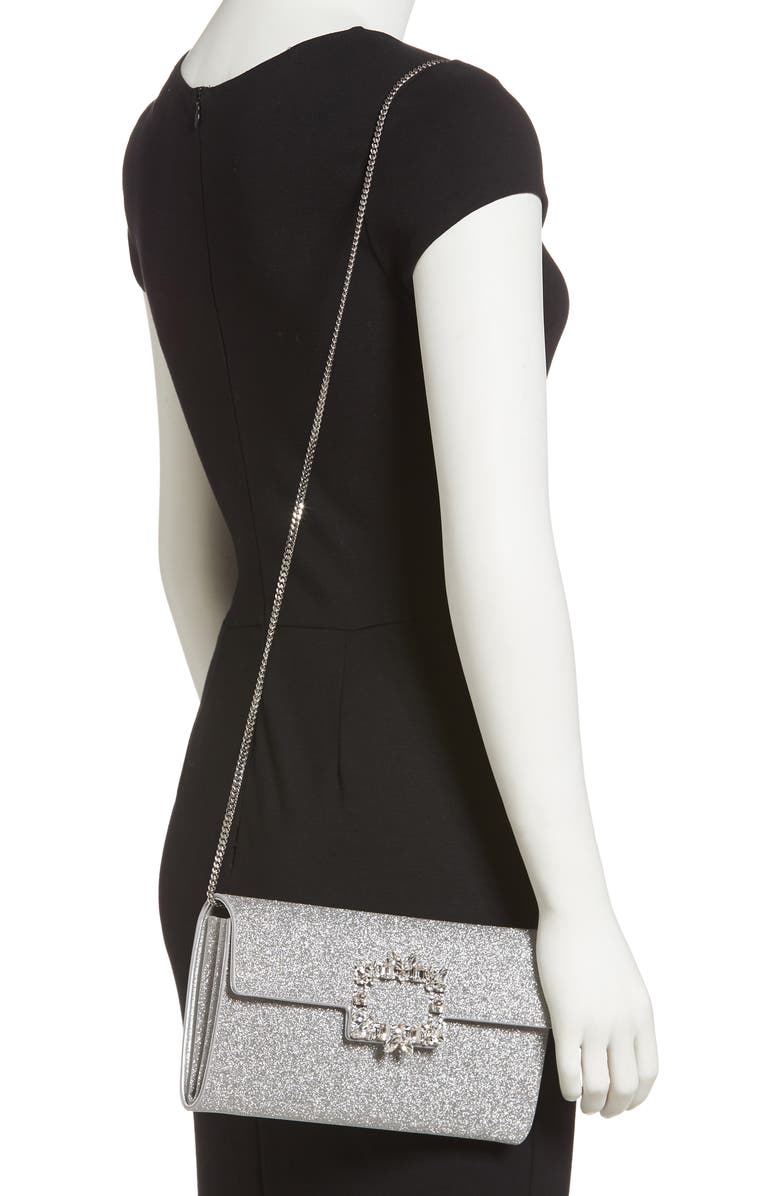 Roger Vivier Brioche Crystal Buckle Envelope Clutch, Alternate, color,