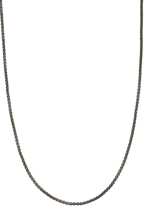 Black Chain Necklace in Sterling Silver