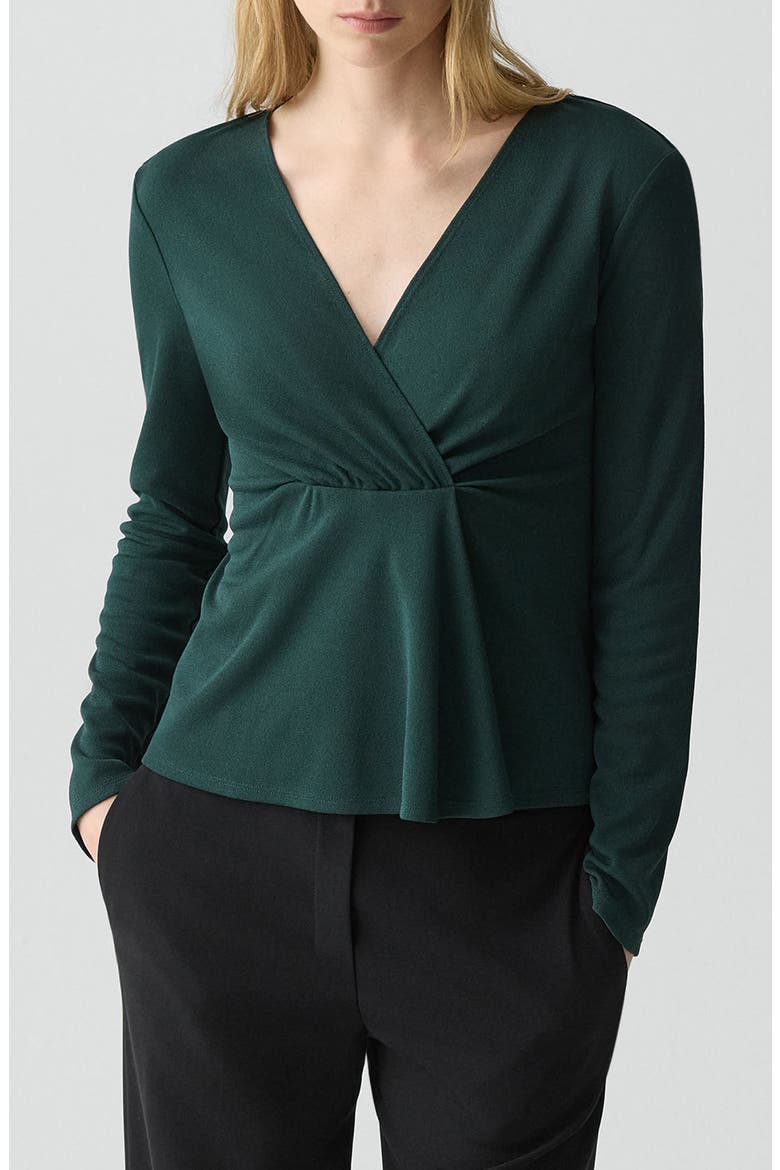 Gathered Neck Knit Top, Main, color, VIRIDIAN