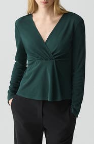 Theory Gathered Neck Knit Top
